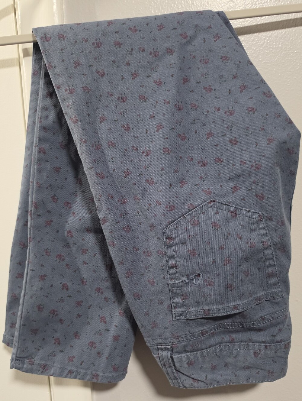American Rag Floral Jeans 7S Blue Rose Print Straight Leg Cotton Stretch